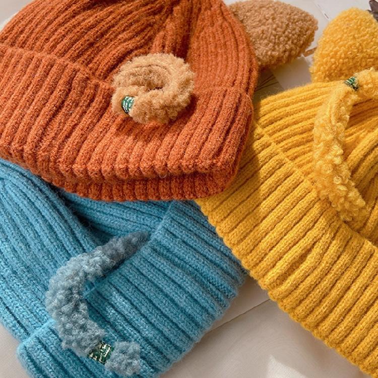 Kawaii for Cat Ears Hats Cute Cap Solid Color Hat Wool Knit Hat Earprotect All-m