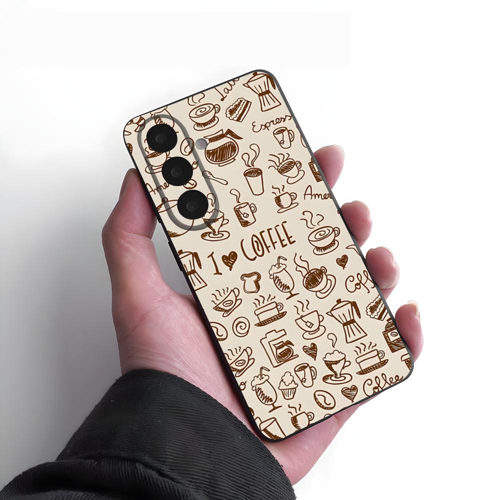 Coffee Art Phone Case For Samsung S26 S25 Plus S20 S20 Plus S22 Ultra S23 FE S21 Plus S21 Ultra Soft Cover