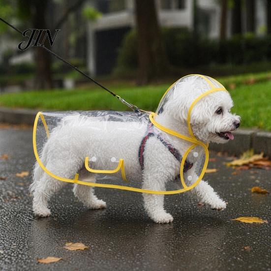 Dog Raincoat with Hood Clear Poncho, Waterproof EVA Rain Suit for Small Medium Dogs, Rainy Day Coat Pet Jacket And Leash Hole, Teddy Bichon