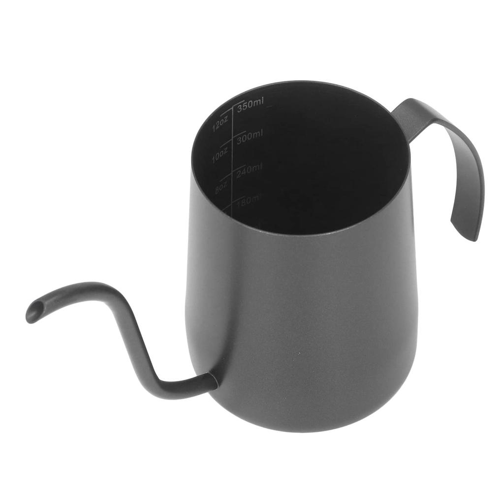 Compact Stainless Steel Narrow Spout Coffee Kettle with Drip Pot and Measuring Cup, Perfect for Kitchen, Office, Coffee, Tea, and More (Seven-Letter