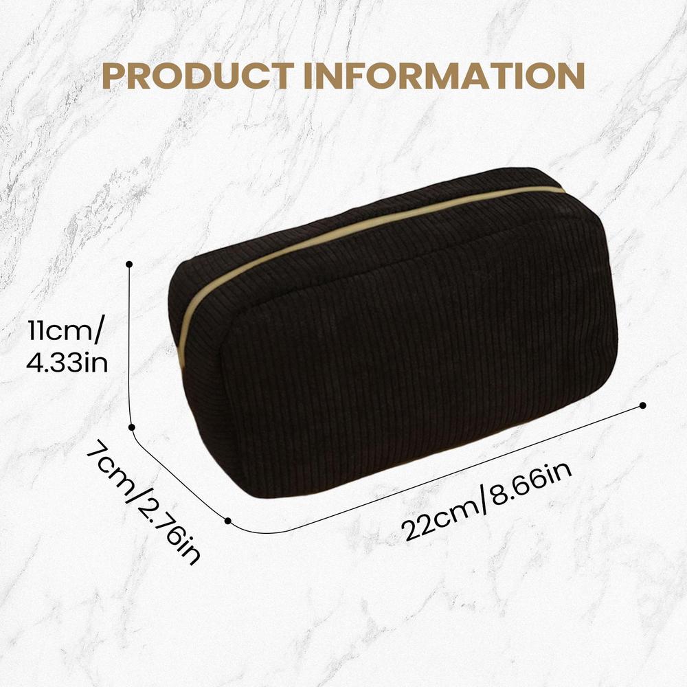 

Large Capacity Corduroy Pencil Pouch Multi-Functional Stationery Organizer with Ruler, Boys Teens Girls Adults College Essential чорний