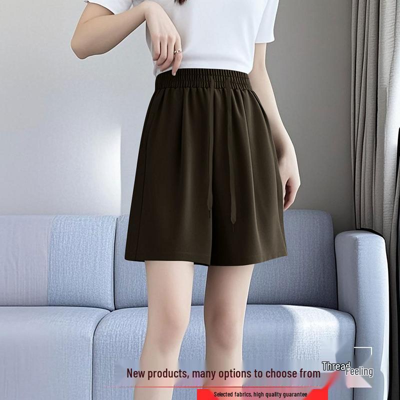 Women's High Waist Ice Silk A-line Shorts - Versatile Summer Capris for Petite Sizes