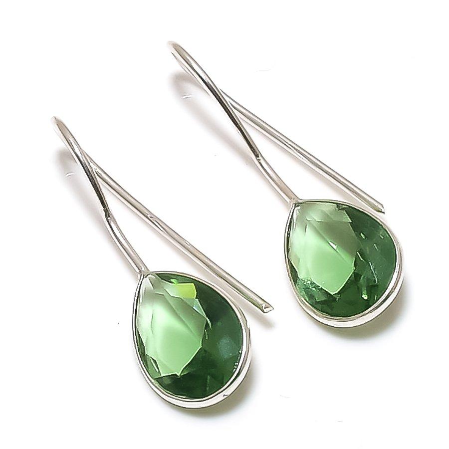 Natural Tsavorite Gemstone 925 Sterling Silver Jewelry Earring 1.26  ETC-14087