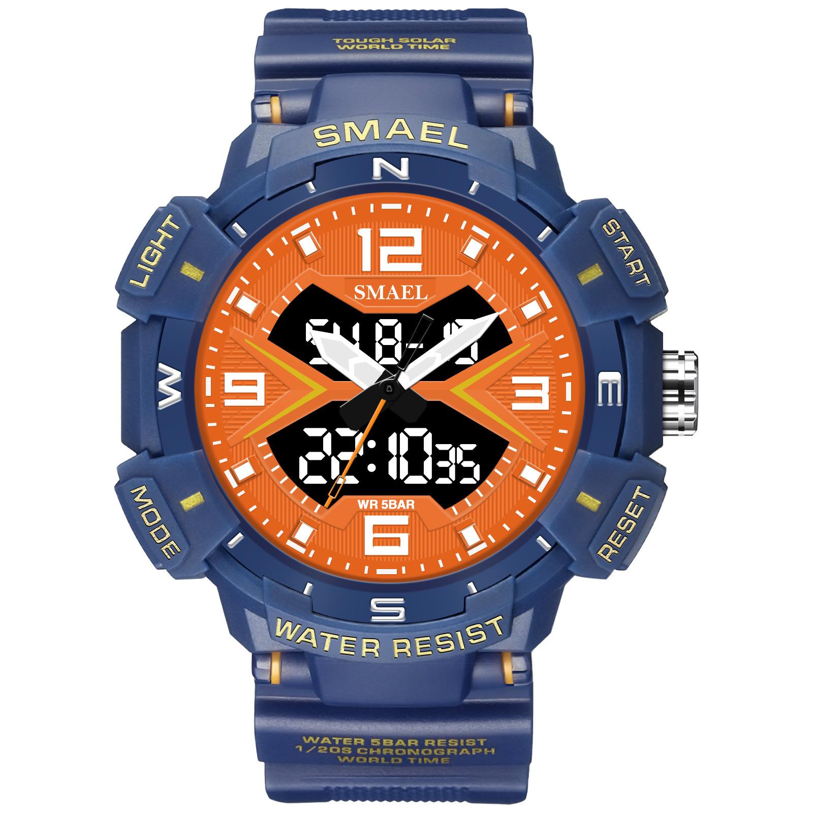 

SMAEL мужские часы с двойным дисплеем, многофункциональные светящиеся в темноте водонепроницаемые уличные цифровые электронные часы