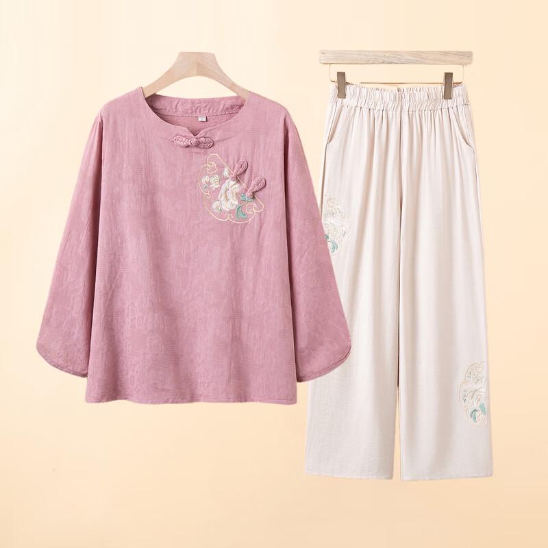 New Chinese Style Embroidered Two-Piece Set for Mid-Aged Women