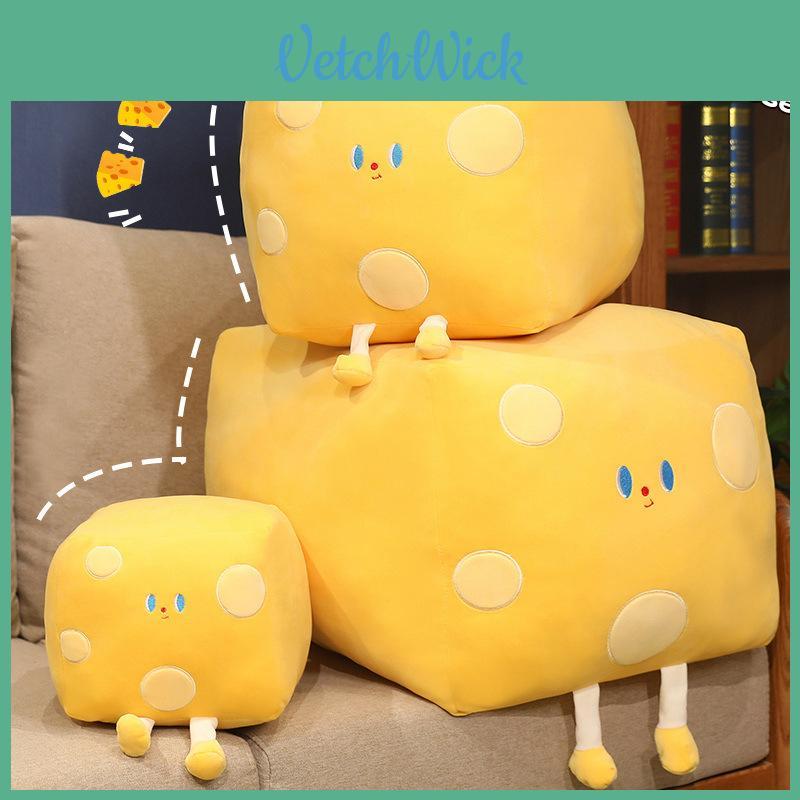 Adorable Large Square Butter Cheese Plush Pillow Soft Toy For Cozy Home Decor