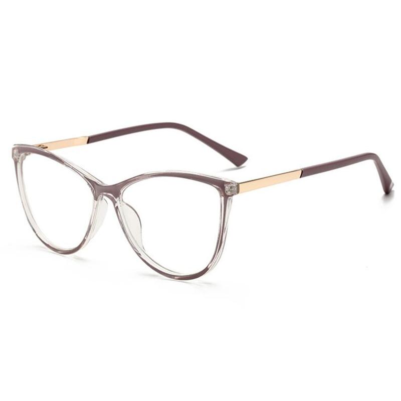 Blu-ray Blocking Cat Eye Nearsighted Eyeglasses Fashion PC Oval Prescription Spectacle 0 to -6.0 for Women Men