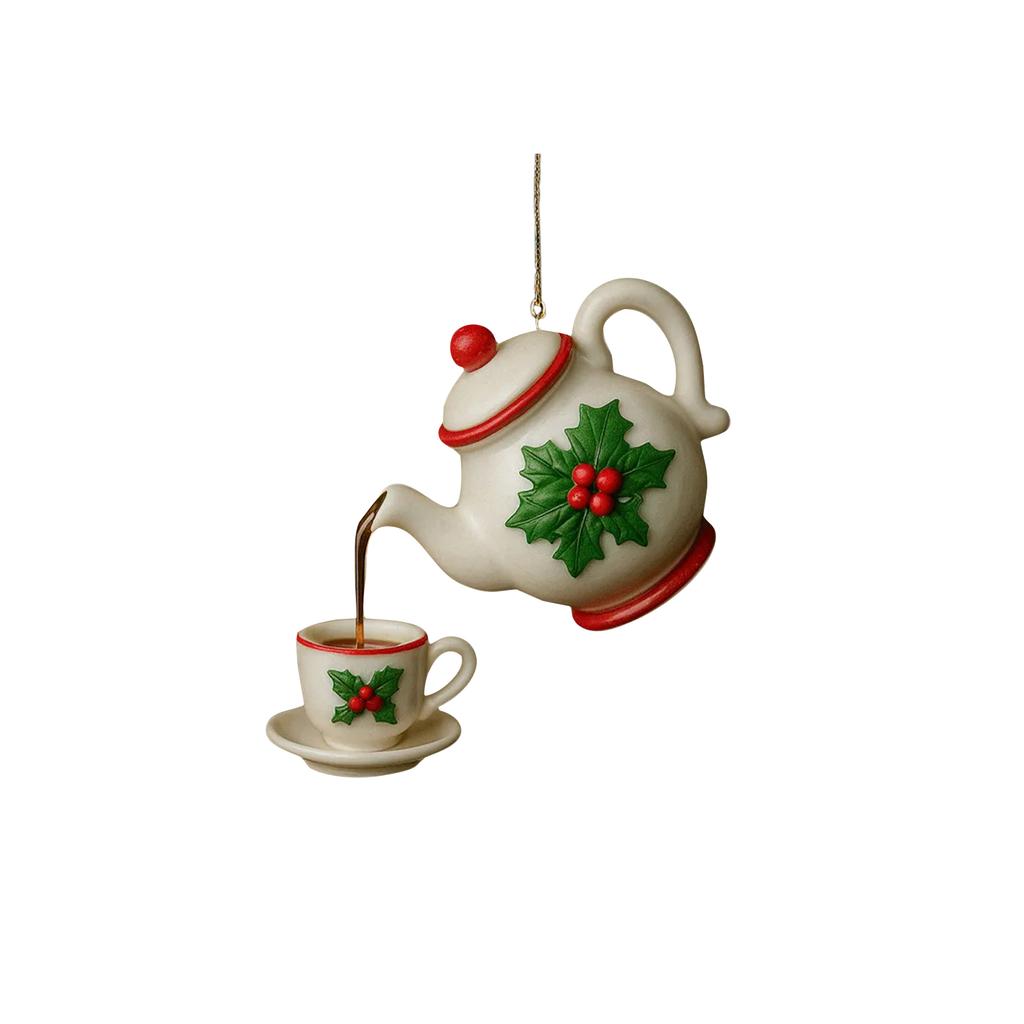 2D Acrylic Christmas Teapot Decorative Pendant Is Suitable For Holiday Decoration And Is A Gift For Tea Lovers