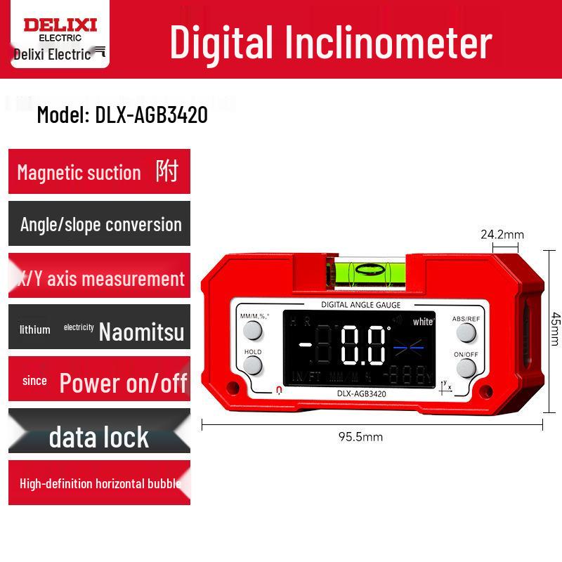 Delixi High-Precision Digital Inclinometer with Magnetic Laser Measurement