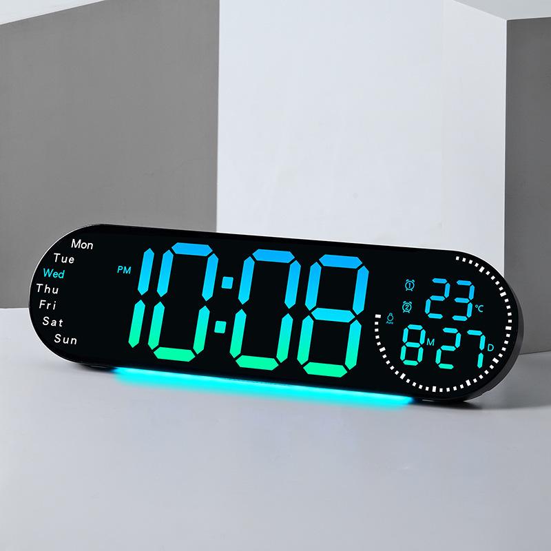 RGB LED Digital Wall Clock - Large Screen, Color Changing, Multifunctional for Living Room