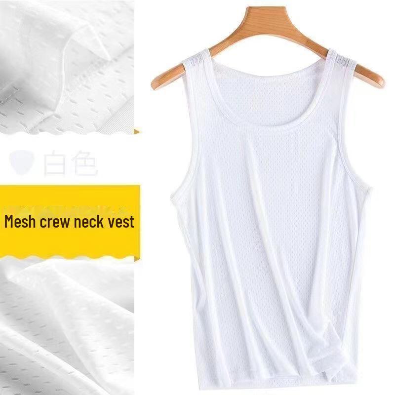 Men's Ice Silk Mesh Sleeveless Vest - Sweat-Absorbent, Loose Fit Fitness Shirt