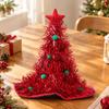 Christmas Tree Hat with Star Topper Festive Tinsel Whimsical for Holiday