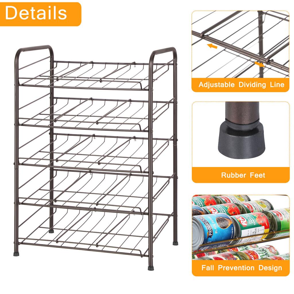 Can rack storage rack, 5-layer can storage dispenser can accommodate 60 cans