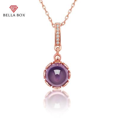 Trendy Amethyst Pendants Classic Round Purple Zircon Jewelry