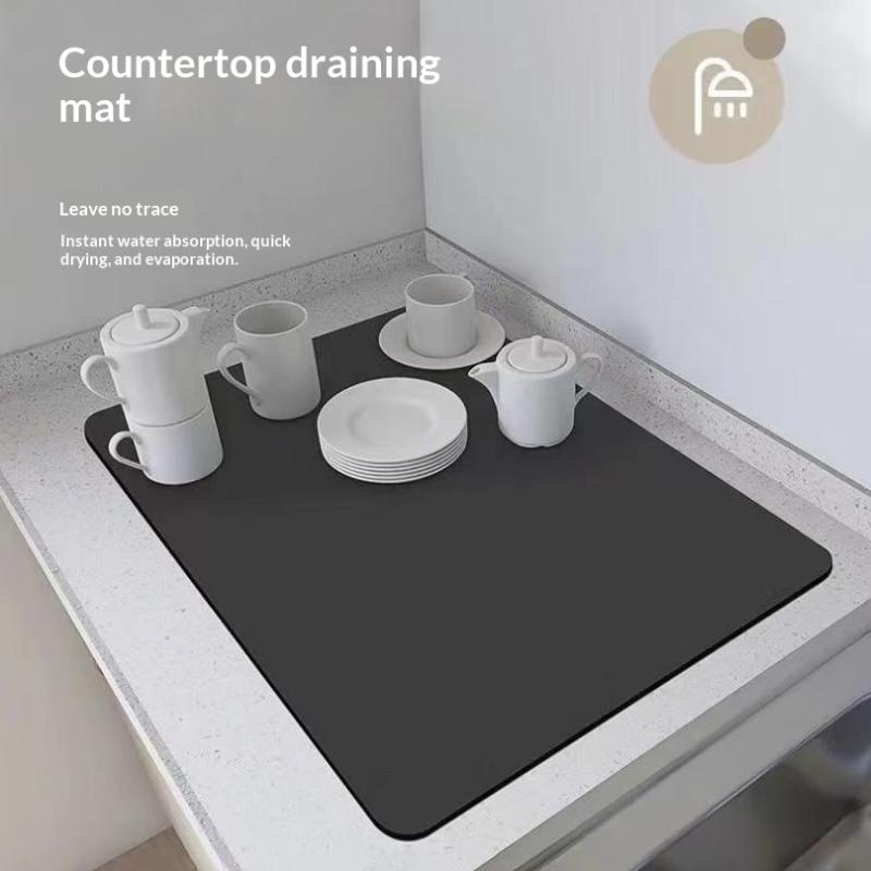 Super Absorbent Impermeable Kitchen Drainage Mat Heat Insulation Non Slip Dish Drying Pad For Tableware