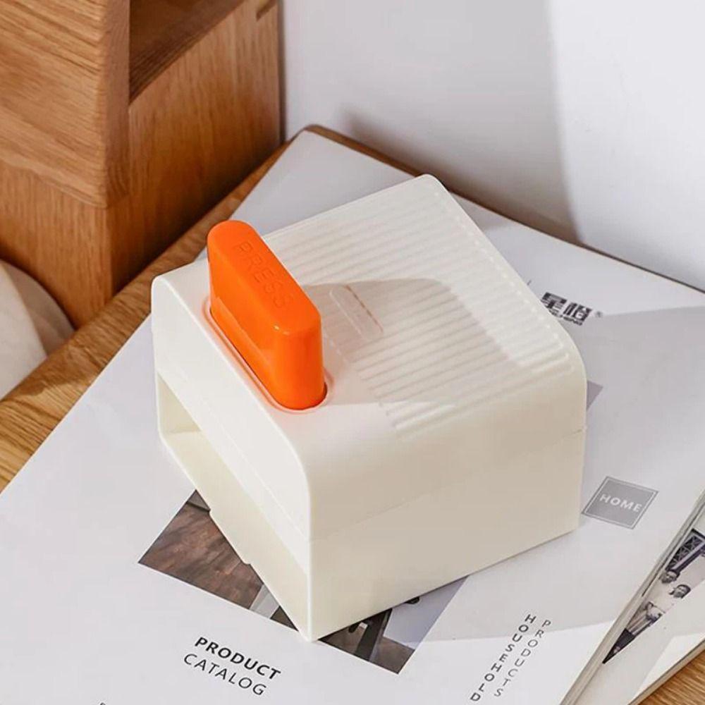 Dustproof Lid Press Cotton Swab Box Wall-mounted Press Type Cotton Swab Container Space-saving Easy Installation