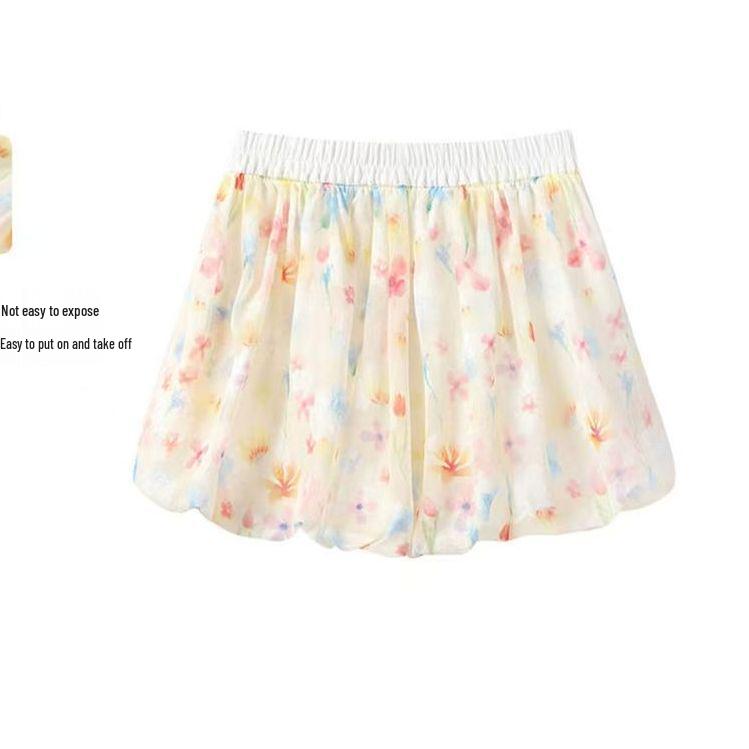 

Sweet Retro Mori-kei Floral High Waist Fluffy Shorts for Women - 2026 Summer Collection M (95-110 cm)