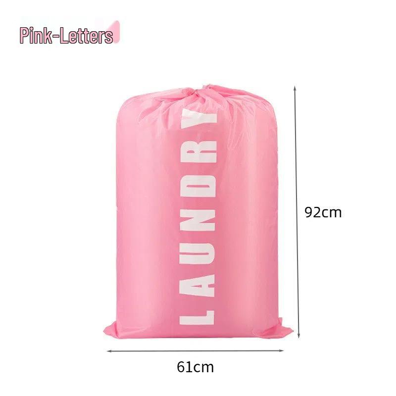 Large Waterproof Smiley Print Laundry Bag - Oxford Cloth, Drawstring Closure for Travel