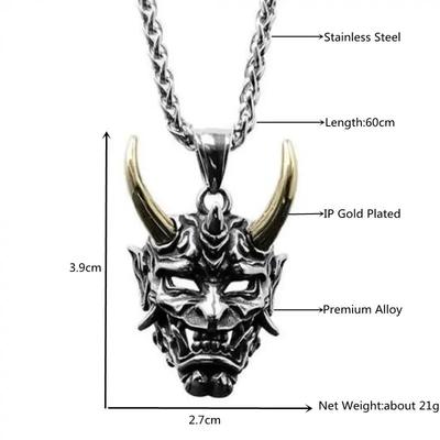 Gotische Nashorn-Dämonen-Halskette Herren Retro Samurai-Masken-Anhänger Damen Personalisierte Rock-Party Lässige Schmuck-Halsketten-Accessoires