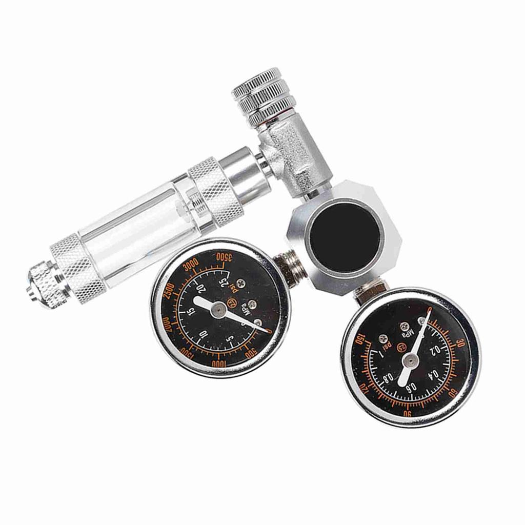 CO2 Regulator Aquarium Dual Gauge Display with Bubble Counter and Check Valve