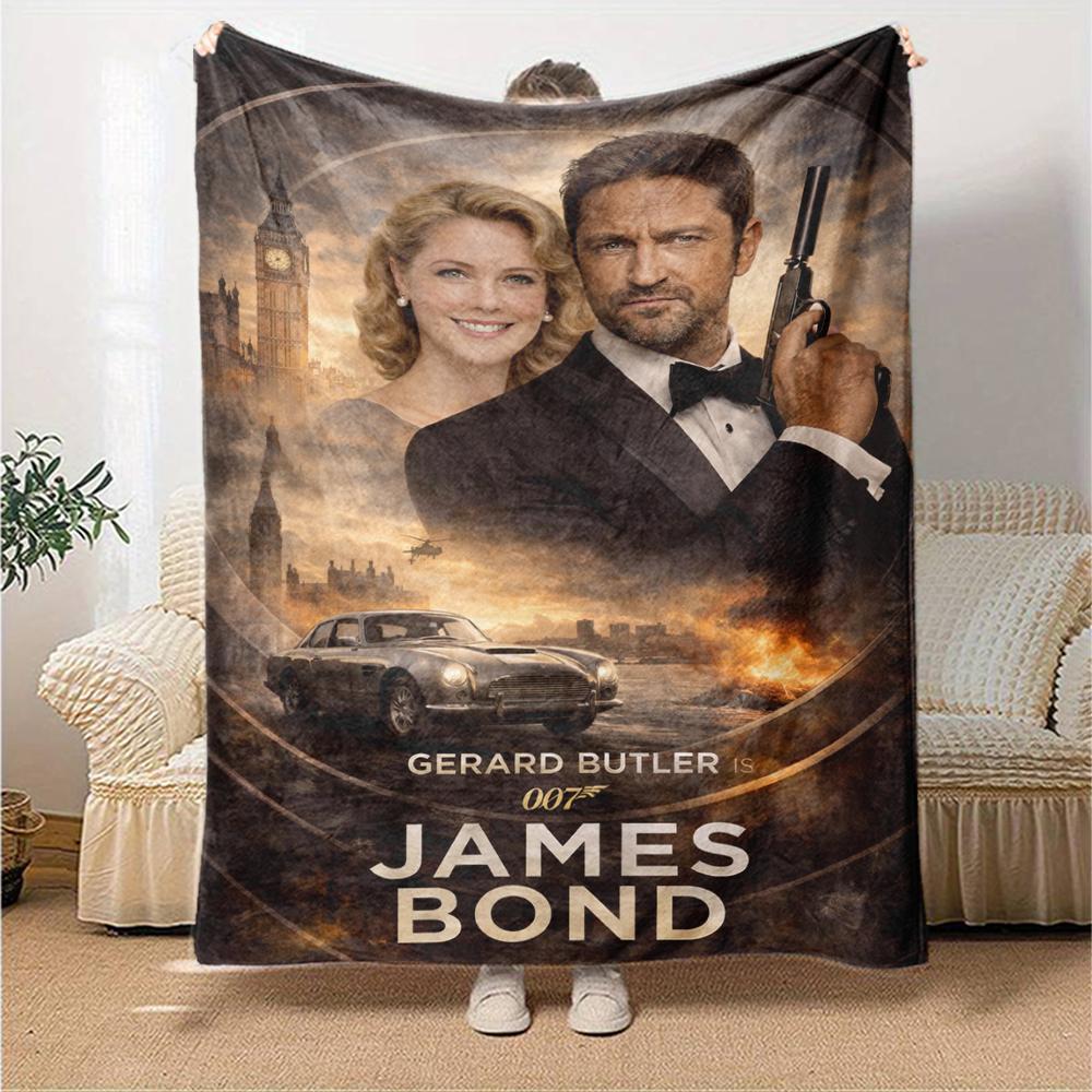 007 James Bond Theme Printed Blanket - Perfect for Couch, Bed, Travel & Outdoor Use | Machine Washable, Cozy & Durable.