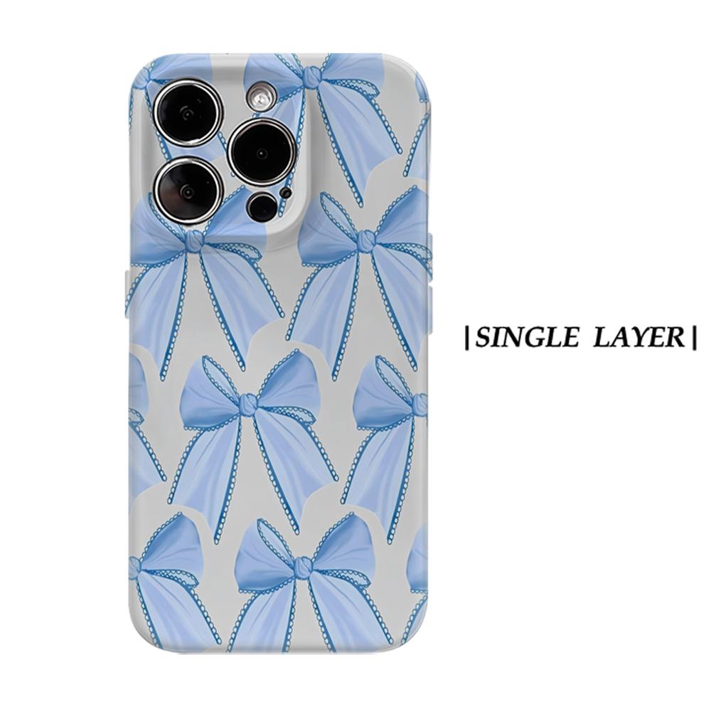 

Light Blue Bow Phone Case for IPhone 17AIR 16E 16 15 14 13 12 11 17 Pro Max Plus Double-layer Back Cover IPHONE15PROMAX