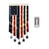 Wall Hanging Flag Decorative American Flag Banner with LED Lights Vintage Style Polyester Wall Decoration for Indoor Outdoor Party