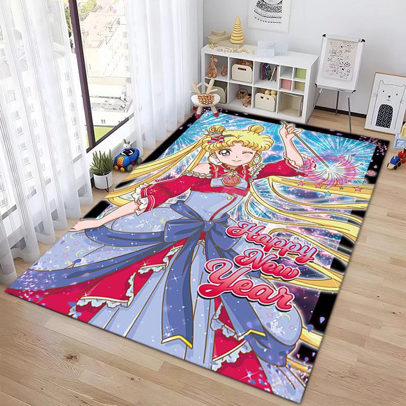 Cute cartoon theme Sailor Moon Tsukino Usagi cartoon rug Multifunctional household anti-slip decorative door mat, outdoor floor mat, and carpet Y14