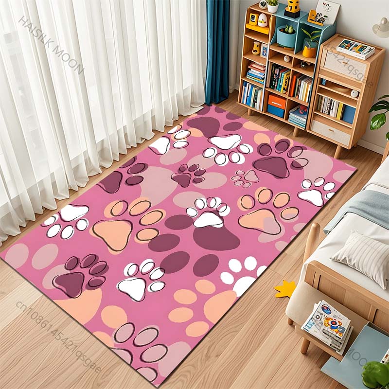 Uroczy Dywan ze Śladami Łap Psa do Salonu Sypialni Sofa Kreatywna Wycieraczka Dekoracja Domu Dywan Obszarowy Wytrzymała Mata Antypoślizgowa Luksusowe Prezenty