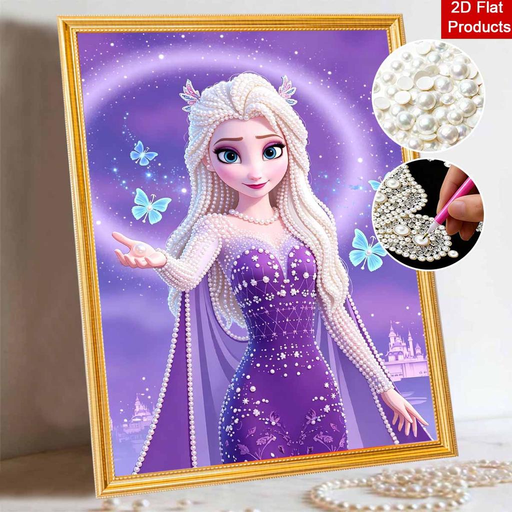 Disney DIY Pearl Art Painting Frozen Anna Purple Pearl Dress Home Wall Decoration Pearl Gemstone Painting Pictures Crafts Home Decoration