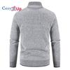 Cozy up Herren Strickjacke mit kleinem Stehkragen und dickem Samt