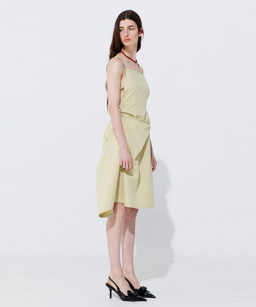 WNDERKAMMER Shirring Back Line Layered Dress_Olive