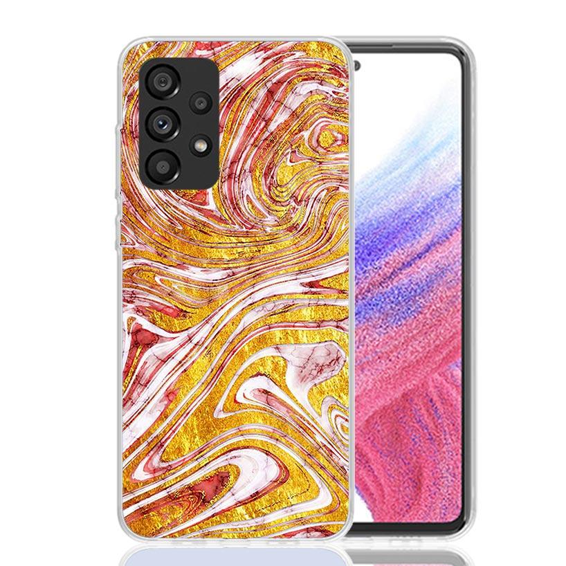 Fashion Gold Pink Geometric Marble Case Phone Cover for Samsung Galaxy A17 A16 A15 A14 A13 A56 A55 A54 A53 A36 A35 A34 A33 A26 A