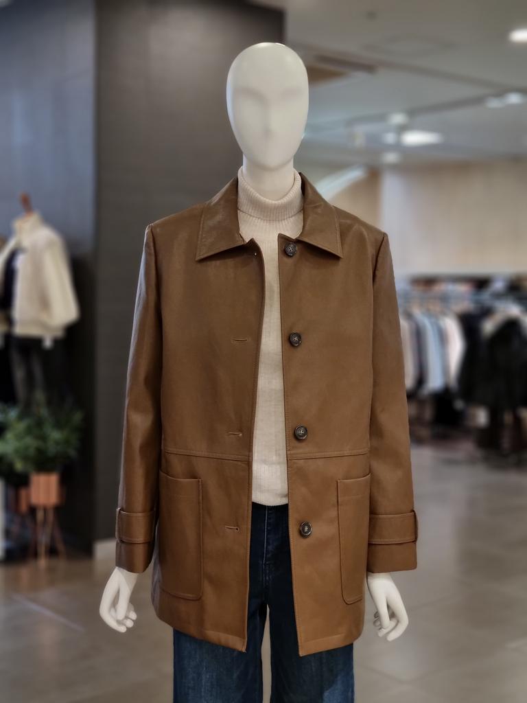 On&On Collar Neck Midi Leather Jacket NJL5WM903