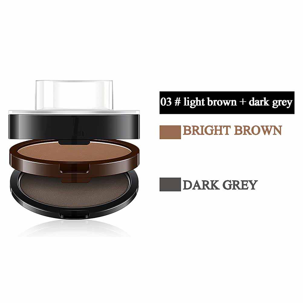 1 Set Double Layer Dual Color Lazy Eyebrow Powder Stamp, Long Lasting, Waterproof, Sweatproof, Smudge Proof Brow