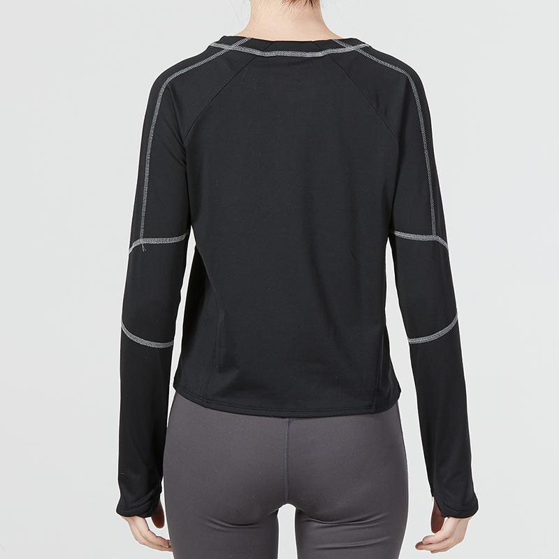 Under Armour Striped Sport Casual Crew Neck Long Sleeve T-Shirt Women Tops Black 1373970-001