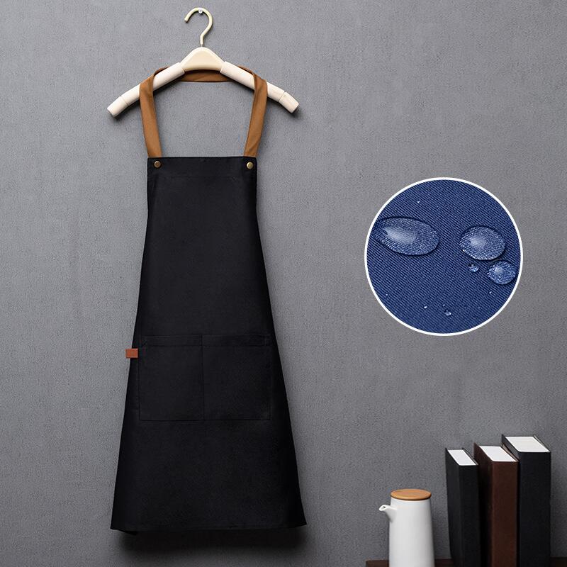 Customized Embroidery Print Logo Signature Waterproof Kitchen Home Chef Baking Clothes With Pockets Adult Bib Waist Bag Aprons