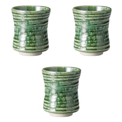 Setomonohonpo (Setomonohonpo) Set aus 3 Oribe Kine-Stil Sushi-Teetassen [8,2 x 10,1 cm, 300cc] | Keramik Sushi-Teetassen