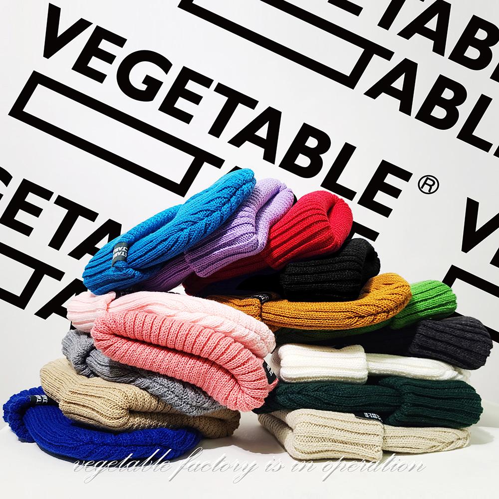 VEGETABLE TABLE Unisex Large Ribbed Plain Color Knit Beanie Hat Gray