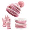 Christmas and New Year Children's Hat, Gloves, Scarf, Three Piece Set, Double-layer Warm, Winter Thick Baby Knitted Set