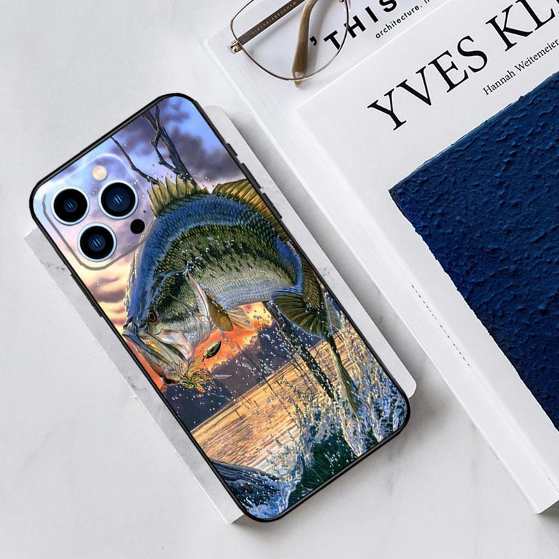 Bass Fishing Lake Fisherman Case For iPhone 17 Air 14 13 12 11 15 16 Pro Max Mini 15 16 Plus 16e Funda Silicone Cover