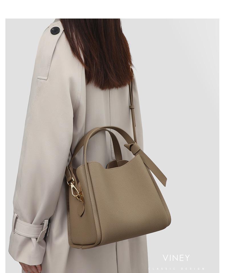 2026 Women's Summer Genuine Leather Bucket Crossbody Handbag - Versatile Underarm & Shoulder Bag