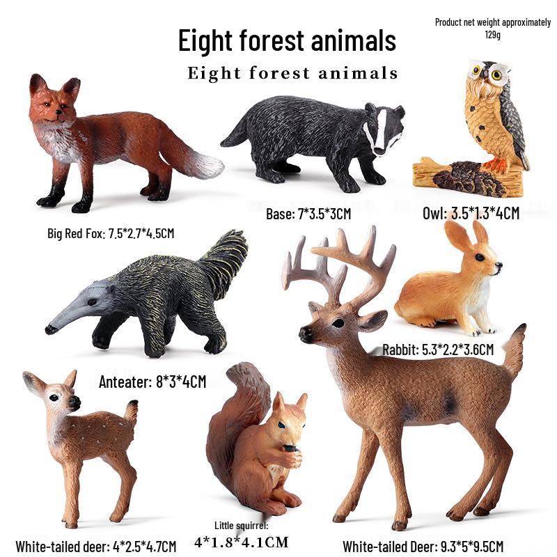 Wild Safari Animal Figurines: Giraffe, Elephant, Rhinoceros, Brown Bear, Tiger, Lion, Leopard, Hippopotamus - Solid Cognitive Toys