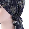 Klassisches bedrucktes faltbares Kopftuch Mütze Baumwollmischung Rüschenrand Dehnbar Schlafbeanie Haar Accessoires