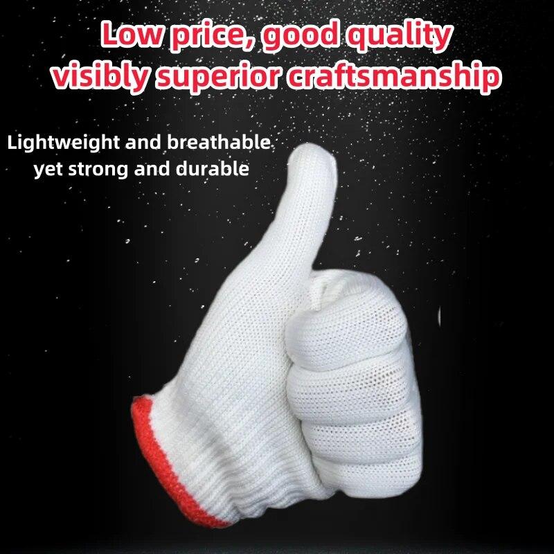 Guanti in nylon bianco resistenti per uomo e donna - Presa antiscivolo, tessuto traspirante, assorbenti del sudore, perfetti per riparazioni domestiche e fai da te