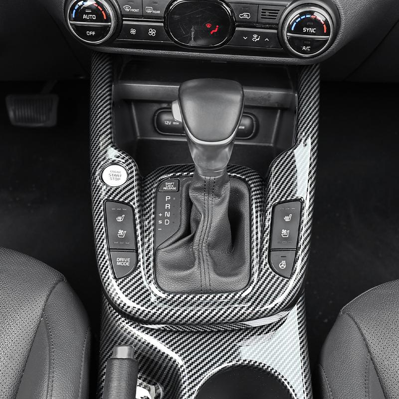 For KIA Soul -2025 Carbon Fiber Pattern Car Gear Shift Knob Console Panel Frame Cover Trim Car Accessories