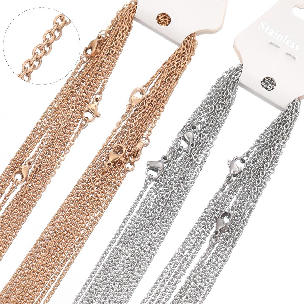 10pcs 45cm Rose Gold Color Stainless Steel 5cm Extendsion Link Chains Necklaces DIY Jewelry Making Fashion Chokers Accessories