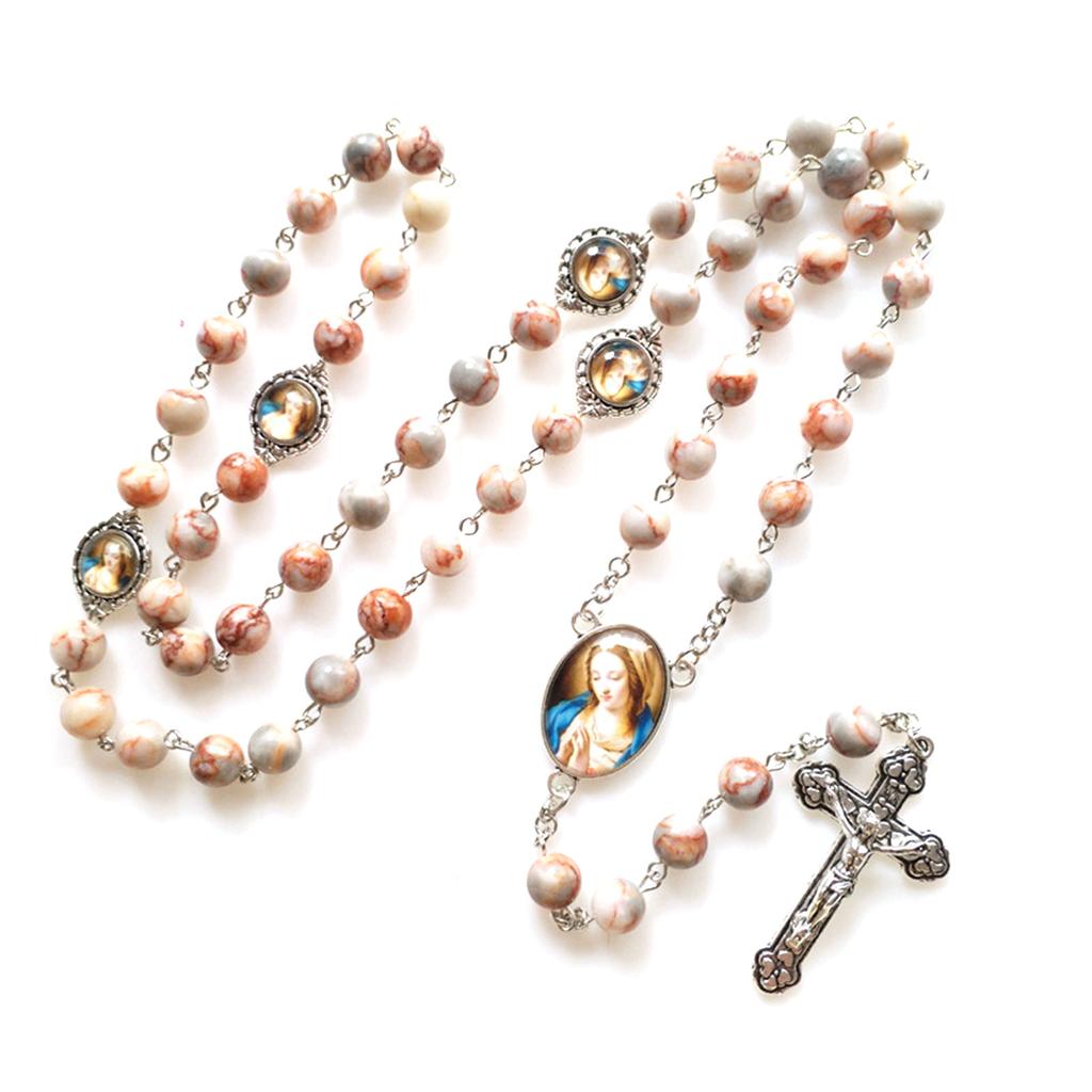 Catholic Beads Rosary Lourdes Medal and for Cross Religious Amulet for Girls Wom