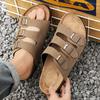 Mode Outdoor Neue Sandalen für Herren Sommer Hausschuhe Herrenmode Sandalen Dicksohlige Strandschuhe Rutschfest Leicht Leder-Sandalen