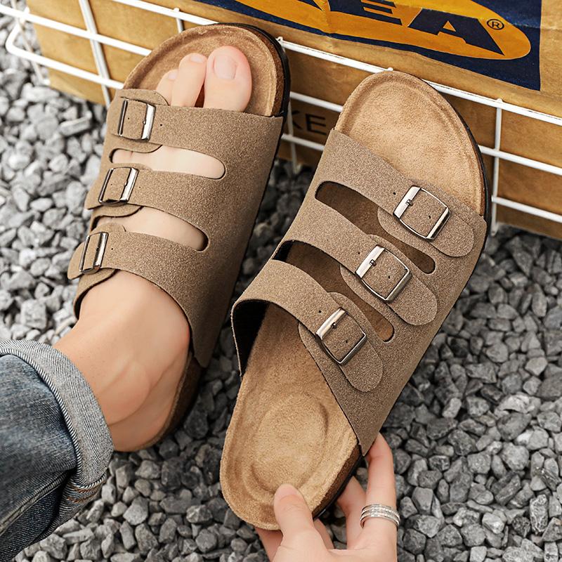 Fashion Outdoor New Sandals for Men's Summer Slippers Men's Fashion Sandals Thick-soled Beach Shoes Non-slip Lightweight Leather Sandals